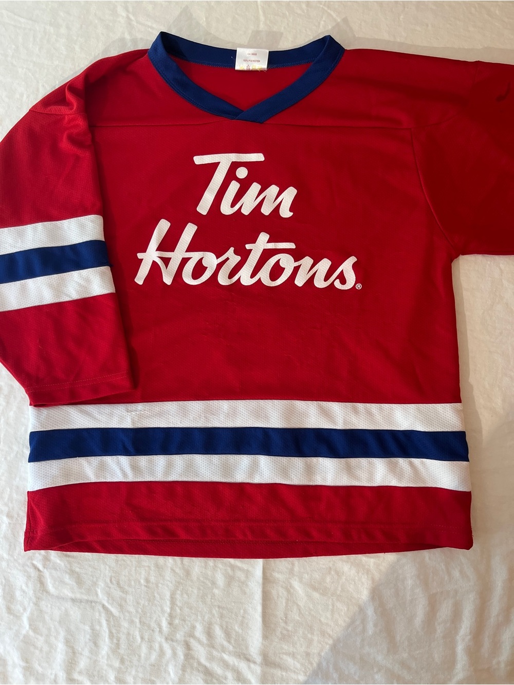 Vintage Tim Bits Youth Red Hockey-Style Jersey Top Size L
